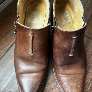 Frye Women's Sasha Moto Dark Brown Leather Ankle Booties